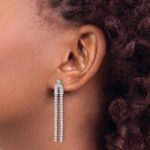 14k White Gold 2 carat Lab Grown Diamond VS/SI+ G+ Complete Dangle Post Earrings - Image 3