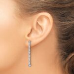 14k White Gold 1 carat Lab Grown Diamond VS/SI+ G+ Complete Dangle Post Earrings - Image 3