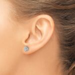 14k White Gold 1/8 carat Lab Grown Diamond VS/SI+ G+ Semi-Mount Oval Halo Earrings - Image 3