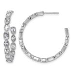 14kw 3 3/8ct Lab Grown Dia VS+ F+ Post Emerald/Oval Hoop Earrings