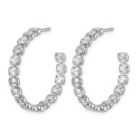 14kw 4 7/8ct Lab Grown Dia VS+ F+ Post East/West Emerald Hoop Earrings - Image 2