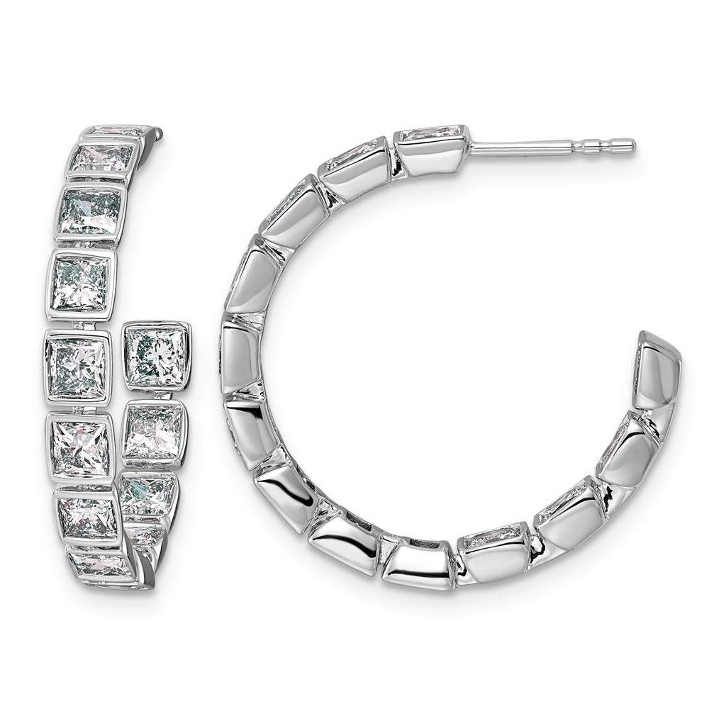 EM12582-425-WAA.jpg 14kw 4 1/4ct Lab Grown Dia VS+ F+ Post Princess Hoop Earrings - Image 1
