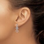 14k White Gold 1/8 carat Diamond Squares Dangle Post Earrings - Image 3