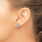 14k White Gold Diamond Lotus Flower Earrings - Image 3