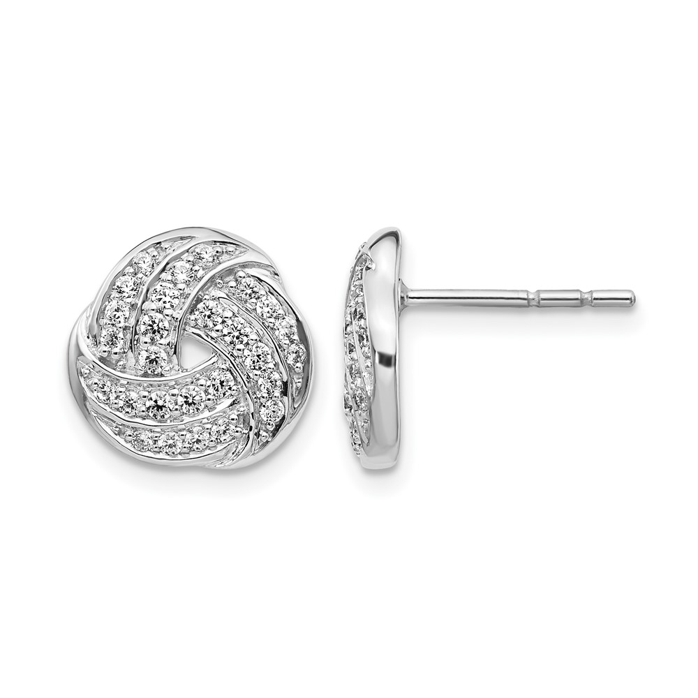 EM3834-050-WA.jpg 14k White Gold 1/2 carat Diamond Love Knot Post Earrings - Image 1