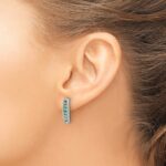 14k White Gold 1/3 carat Lab Grown Diamond VS/SI+ G+ and Created Emerald Complete Fashion Post Earrings - Image 3