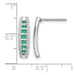 14k White Gold 1/3 carat Lab Grown Diamond VS/SI+ G+ and Created Emerald Complete Fashion Post Earrings - Image 4