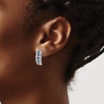 14k White Gold Diamond and Sapphire Fancy Curved Post Earrings - Image 3