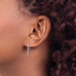14k White Gold 1/4 carat Diamond Bar Fancy Ear Climber Earrings - Image 3