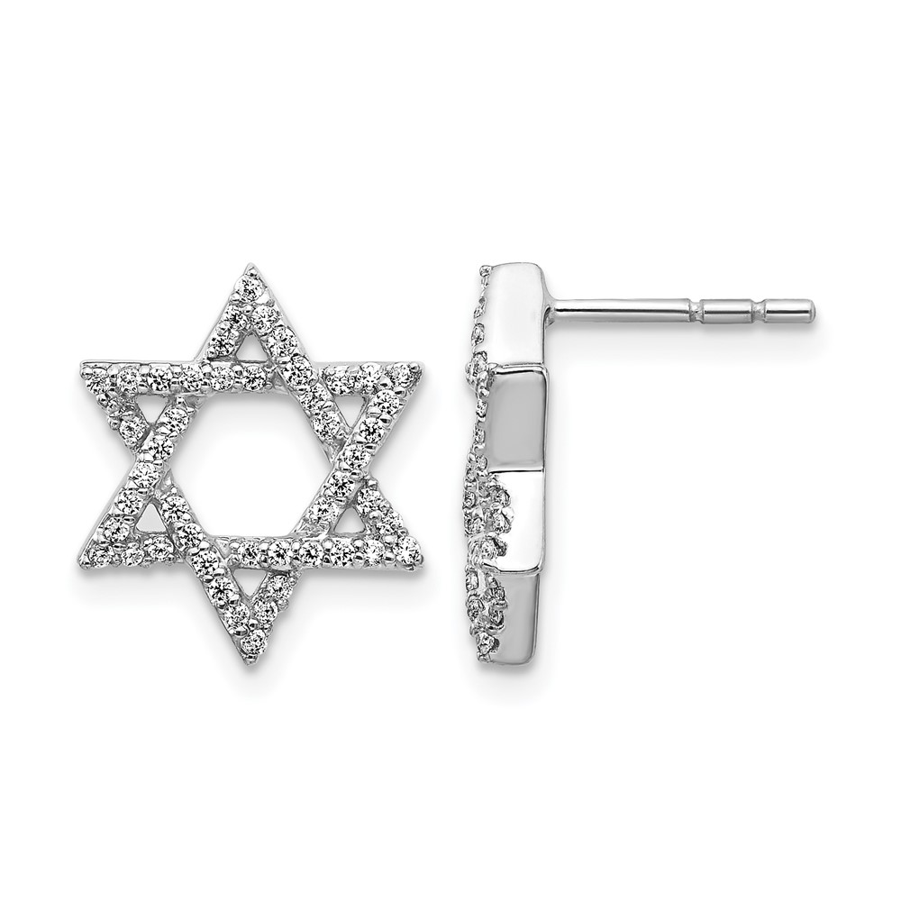 EM3939-038-WA.jpg 14k White Gold Diamond Star of David Earrings - Image 1