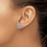 14k White Gold 1/4 carat Diamond Fancy Floral Post Earrings - Image 3