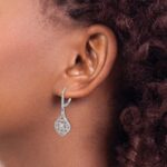 14k White Gold 1/2 carat Diamond Fancy Dangle Leverback Earrings - Image 3