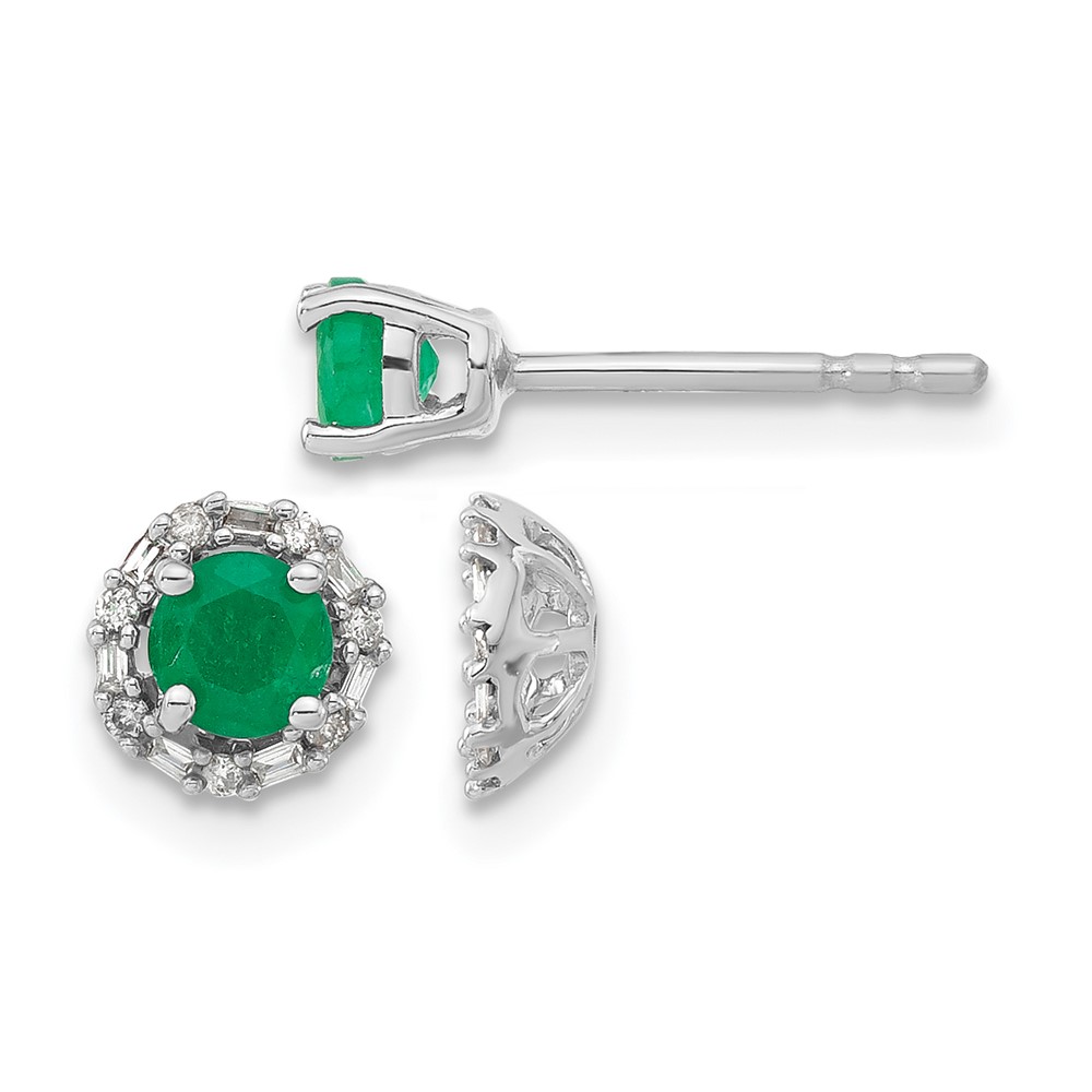 EM4024-EM-007-WA.jpg 14k White Gold Diamond Halo Jackets and 4mm Emerald Stud Earrings - Image 1