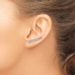 14k White Gold 3/8 carat Diamond Bezel Graduated Ear Climber Earrings - Image 3