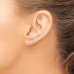 14k White Gold 1/5 carat Lab Grown Diamond VS/SI+ G+ Complete Ear Climber - Image 3