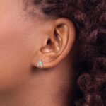 14k White Gold Diamond Initial A Post Earrings - Image 3