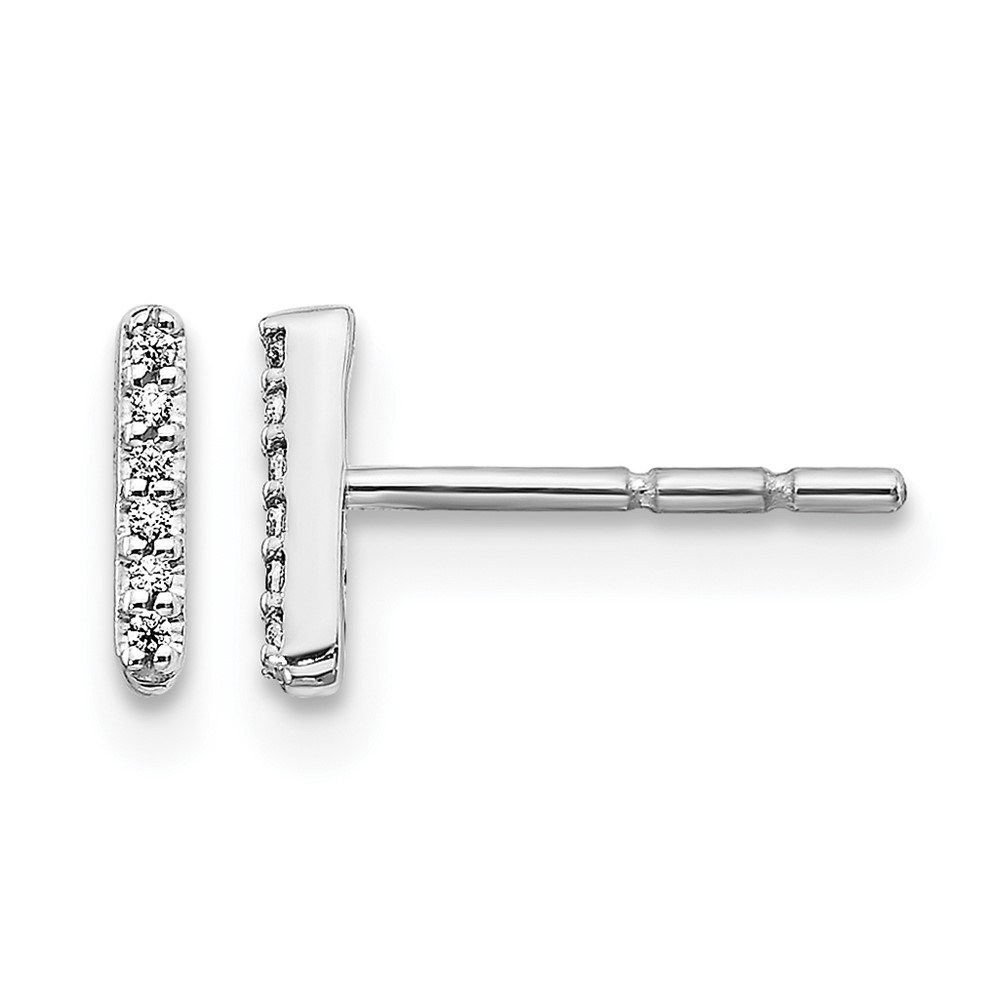 EM4169I-004-WA.jpg 14k White Gold Diamond Initial I Post Earrings - Image 1
