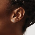14k White Gold Diamond Initial L Post Earrings - Image 3