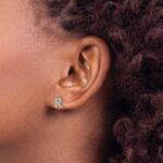 14k White Gold Diamond Initial R Post Earrings - Image 3