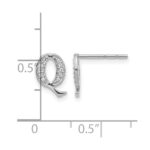 14k White Gold Diamond Initial Q Post Earrings - Image 4