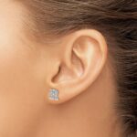 14k White Gold Diamond Initial R Post Earrings - Image 3