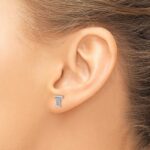 14k White Gold Diamond Initial T Post Earrings - Image 3