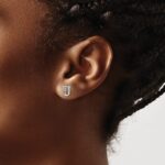 14k White Gold Diamond Initial U Post Earrings - Image 3
