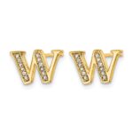 14k Diamond Initial W Post Earrings - Image 2