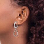 14k White Gold 1/2 carat Diamond Teardrop Dangle Omega Back Earrings - Image 3