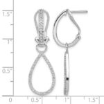 14k White Gold 1/2 carat Diamond Teardrop Dangle Omega Back Earrings - Image 4