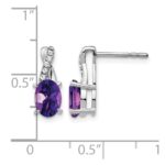 14k White Gold 7x5 Oval February/Amethyst and Diamond Earrings - Image 4