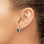 14K White Gold 7x5 Oval June/Lab Created Alexandrite and Diamond Earrings - Image 3