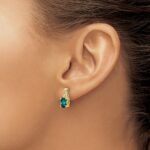 14k 7x5 Oval June/Lab Created Alexandrite and Diamond Post Earrings - Image 3