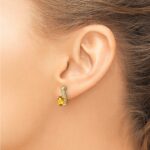 14k 7x5 Oval November/Citrine and Diamond Post Earrings - Image 3