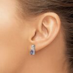 14k White Gold 7x5mm Oval Mystic Fire Topaz and Diamond Post Earrings - Image 3