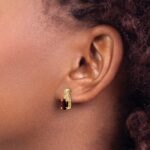 14k 7x5 Oval January/Garnet and Diamond Post Earrings - Image 3