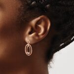 14k Rose Gold 1/5 carat Diamond Oval Dangle Post Earrings - Image 3