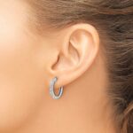 14k White Gold Diamond Hinged Hoop Earrings - Image 3