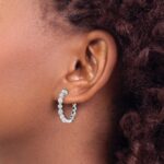 14k White Gold Diamond Hinged Hoop Earrings - Image 3