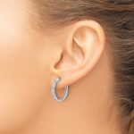 14k White Gold Diamond Hinged Hoop Earrings - Image 3