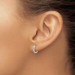14k White Gold Diamond Hinged Hoop Earrings - Image 3