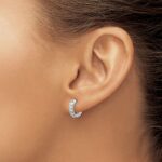 14k White Gold Diamond Hinged Hoop Earrings - Image 3