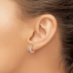 14k Rose Gold Diamond Hinged Hoop Earrings - Image 3