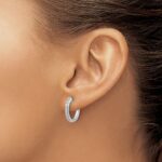 14k White Gold Diamond Hinged Hoop Earrings - Image 3