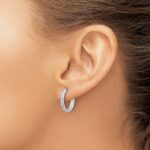 14k White Gold Diamond Hinged Hoop Earrings - Image 3