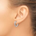 10k White Gold Diamond Hinged Hoop Earrings - Image 3