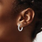 14k White Gold Diamond Hinged Hoop Earrings - Image 3