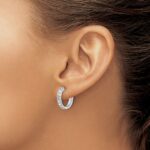 10k White Gold Diamond Hinged Hoop Earrings - Image 3