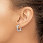 10k White Gold Diamond Hinged Hoop Earrings - Image 3