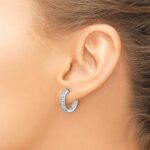 14k White Gold Diamond Hinged Hoop Earrings - Image 3